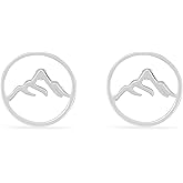 Boma Jewelry Sterling Silver Circle Mountain Peak Stud Earrings