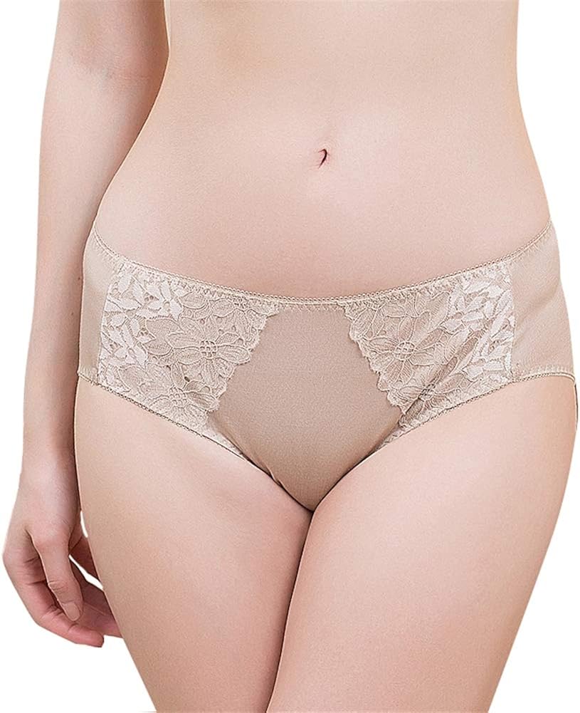 Icegrey Womens Silk Bikini Panties LaceTrim Hipster Briefs Underwear