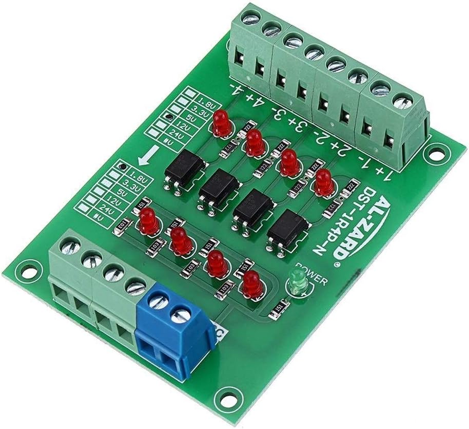 Lesley Morrispanglu Module Adapter Board 5pcs 12V To 3.3V 4 Channel Isolation Optocoupler Board Isolated Module PNP Output PLC Signal Voltage Level Converter