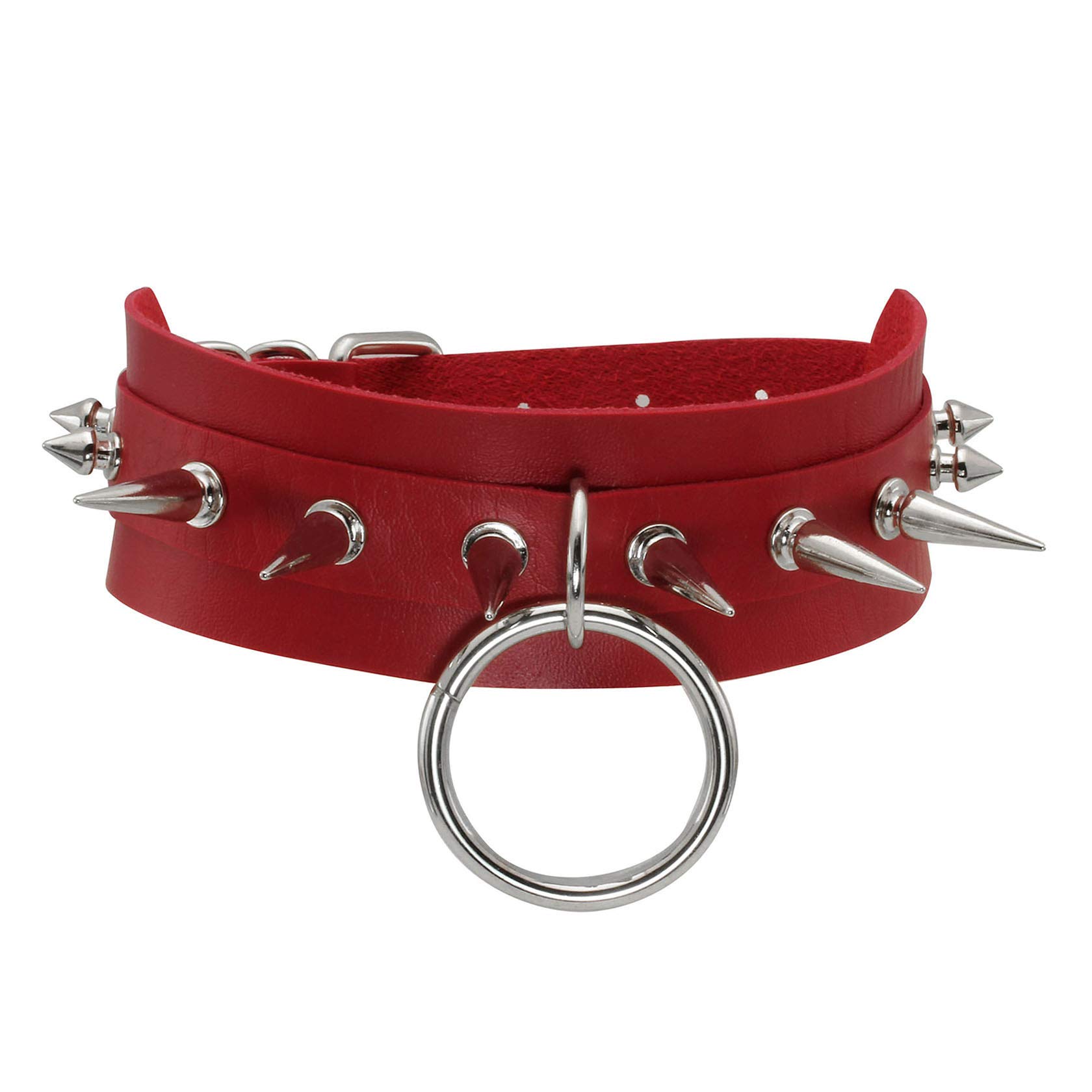 MILAKOO Halloween Cosplay Costume Womens Punk Spiked Leather Choker Collar Necklace with Adjustable Size Buckle