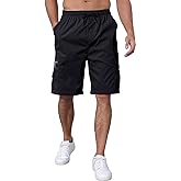 Men's Cargo Shorts Elastic Waist Outdoor Relaxed Fit Sport Shorts Jogger SweatShorts with Multi-Pocket