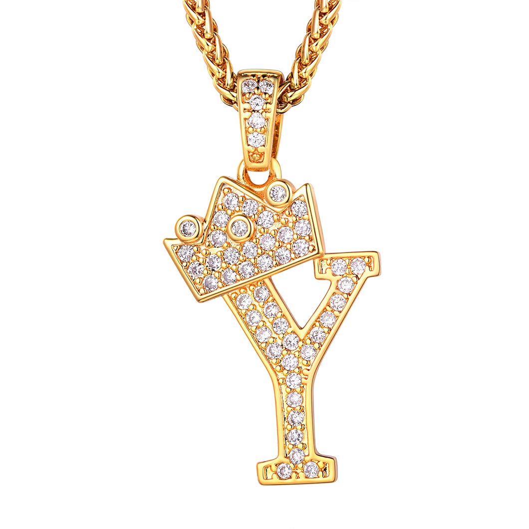 Richsteel Bling Chains For Men Chain Initial Jewellery Pendant Letter Y Personalised Name Necklace