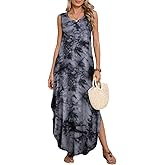 BELAROI Womens Plus Size Maxi Dress Sundress Summer Casual Sleeveless Scoop Neck Pockets Beach Swimsuit Coverup Loose Outfits