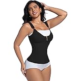 LEZSHOOU waist trainer with bra, Tummy Control Sports Girdle, Workout Body Shaper with Adjustable Shoulder Strap