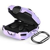 VAEKNVG Portable Electronic Device Cover for Beats Fit Pro 2021, Purple Shock-Absorbing Protective Armor Case with Carabiner, TPU Hard Shell
