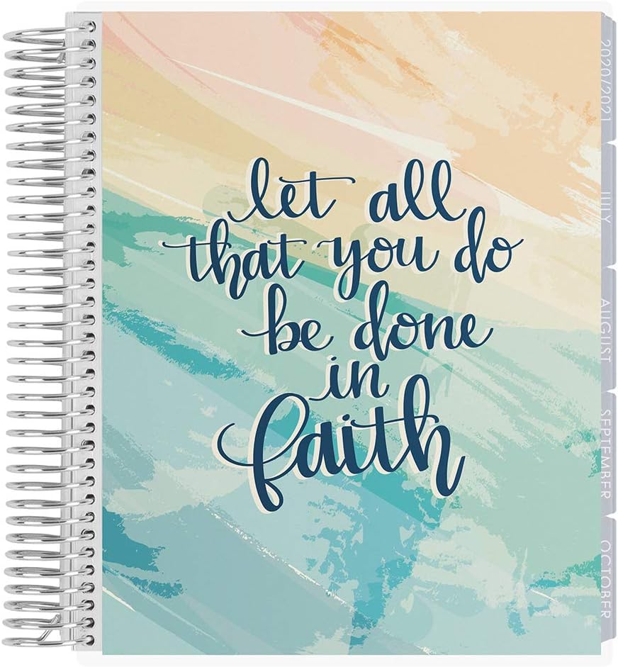 Erin Condren 18 - Month 2020-2021 Faith Quote Coiled Life Planner with Layers Neutral Interior (July 2020 - December 2021) Hourly Layout. Organizer, Monthly Calendar Tabs and Stickers