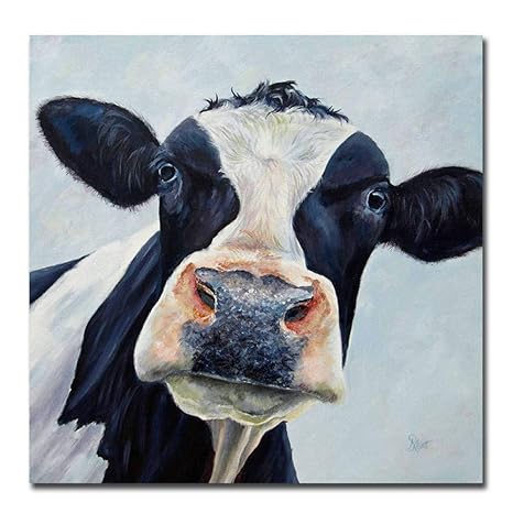 Zxkx Modern Animal Cow Posters And Prints Wall Art Canvaspainting