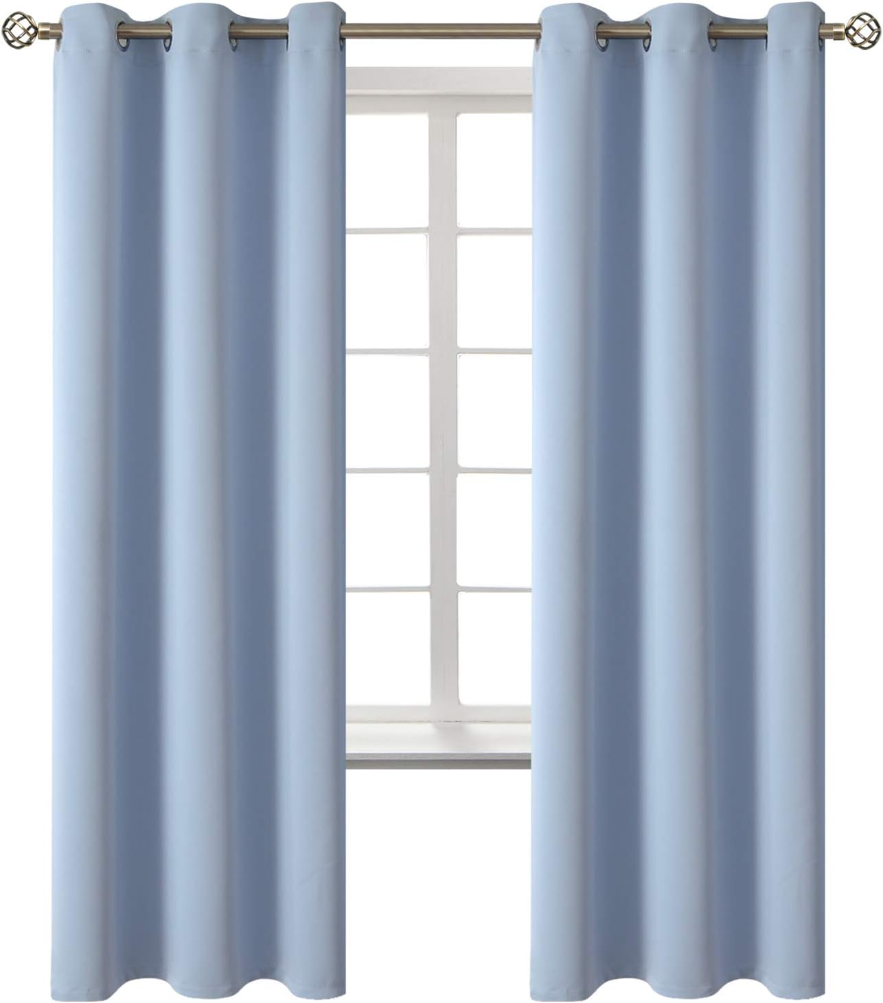 BGment Blackout Curtains for Living Room - Grommet Thermal Insulated Room Darkening Curtains for Bedroom, 2 Panels of 42 x 72 Inch, Spa Blue