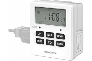 Fospower 7 Day Digital Timers for Electrical Outlets Indoor, Heavy Duty Dual Programmable Outlet Light Timer Switch, Electric Power Wall Timer for Grow Light, Appliance, Lamp, 3 Prong, Grounded