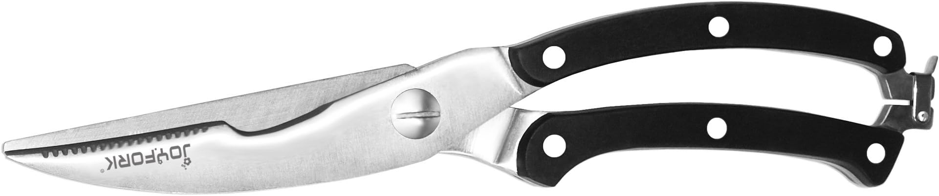 JoyFork Stainless Steel Kitchen Scissors, Heavy Duty Scissors Stainless Steel- Spring Loaded Kitchen Shears, Fish Beef Household Kitchen Scissors Black