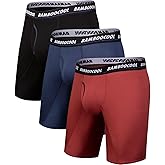 BAMBOO COOL Men's Long Boxer Briefs Performance Long Leg Sports Boxer Brief Underwear MultiPack
