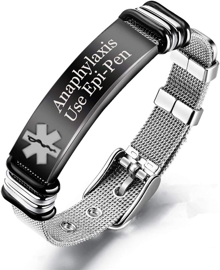 Free Engraving Custom Surgical Steel Durable Adjustable Medical Alert Awareness ID Bracelet for Women Men Kids Emegency Life Saver ICE Bangle
