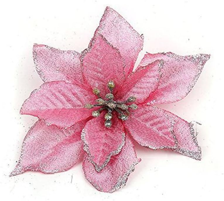 RB 20 Pcs Poinsettia Christmas Tree Ornaments Christmas Tree Decorative Silk Flower