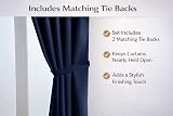 John Aird Blackout Curtains Navy 2 Panels 46 x 90 Pencil Pleat Tie Backs view 3