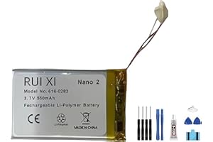 RUI XI Battery compatible for ipod Nano2 2G 2nd Generation MP3 Li-Polymer Nano 2 A1199 616-0282 550mAh 3.7V Batteries