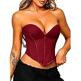ChiaoLezhee Heart Corset Top For Women, Sexy Concert Outfits Going Out, Strapless Crop Top, Overbust Bustier