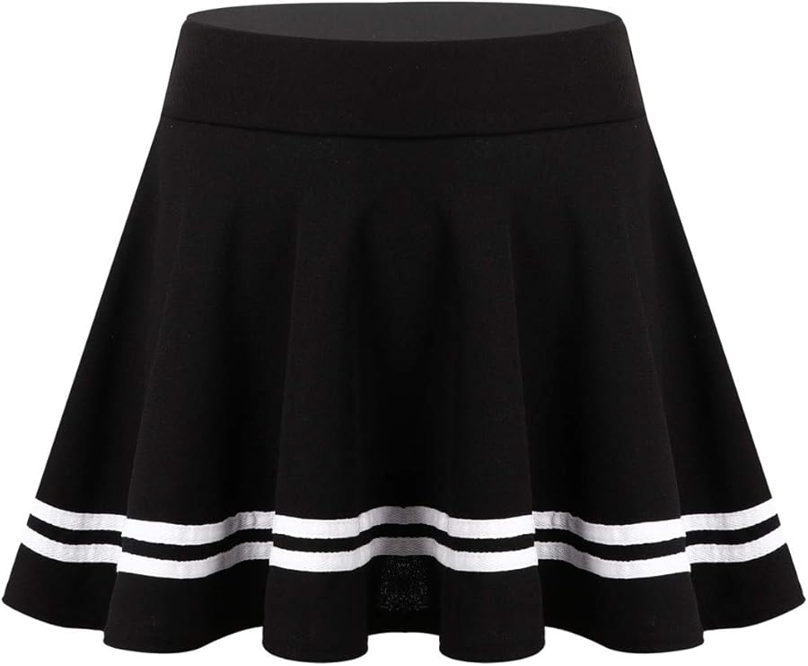 iiniim Women Girls High Elastic Waist Flared Skirt School Uniform Skater Pleated Mini Short