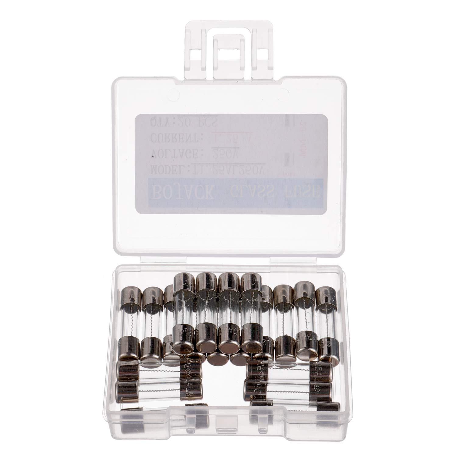 BOJACK T1.25AL250V 5x20mm 1.25A 250V Slow Blow Fuses 1.25 Amp 250 Volt 0.2 x 0.78 Inch Glass Tube Time-delay Fuses(Pack of 20 Pcs) - Image 3