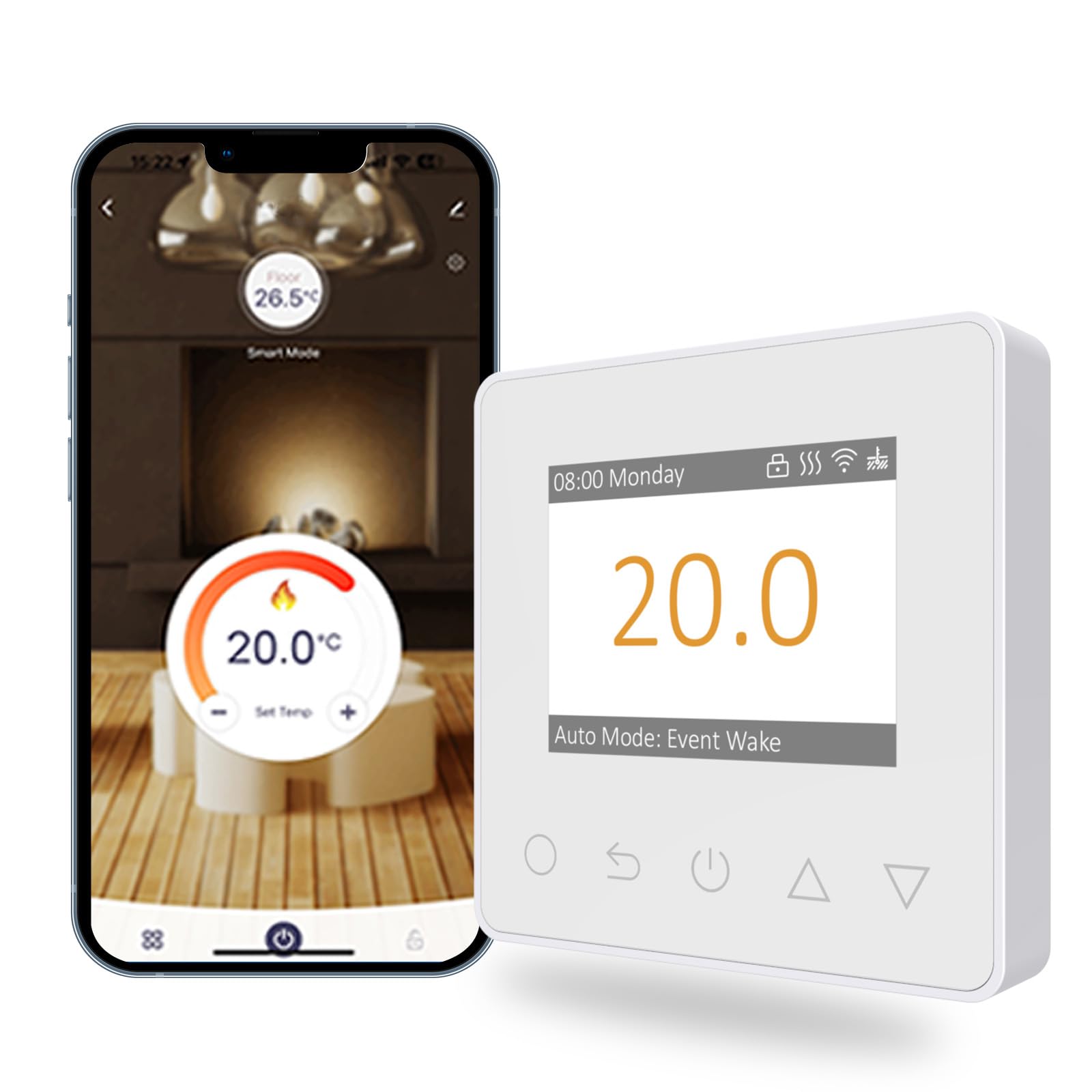 Digital Proframmable Thermostat for Electric Floor Heating Underfloor Heating Thermostat Smart Temperature Controller White with WIFI