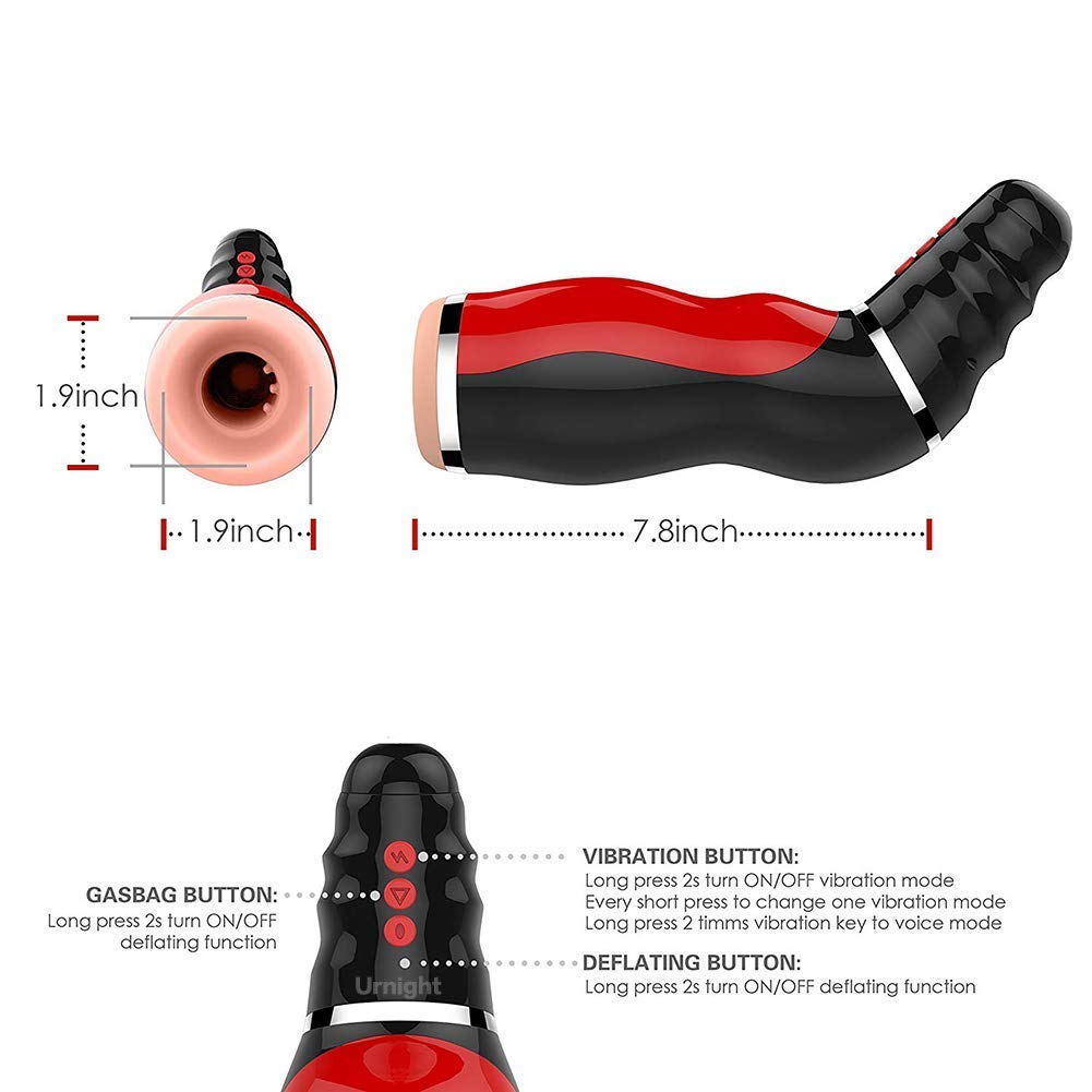 Urnight Masturbatoren Saugen Maschine Masturbation Cup mit Blowjob Stimme und 10 Frequenz 5 Geschwindigkeit Sexspielzeug Gay männer, Schwarz