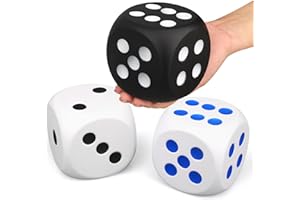 UMNODOBN Large 3 Inch Foam Dice Fidget Dice, Board Game Dice Jumbo Stress Relief Dice Big Dice, Squeeze Squishy Giant Game Dice for Family Game Classroom Party Favors Bag Stuffer (3 Pack)