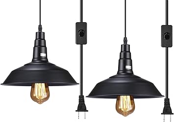 Innoccy Industrial Pendant Light Plug In E26 E27 Base Vintage