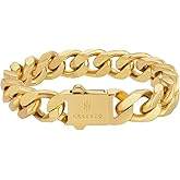 KRKC&CO 12/14mm Cuban Link Curb Bracelet for Men, 18K Gold Miami Bracelets, 𝐃𝐚𝐝 𝐆𝐢𝐟𝐭𝐬 𝐟𝐨𝐫 𝐅𝐚𝐭𝐡𝐞𝐫𝐬 𝐃𝐚𝐲, Durable Urban Street-wear Hip Hop