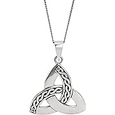 81stgeneration Sterling Silver Large Triquetra Necklace for Women and Men - 925 Silver Celtic Flat Trinity Knot Pendant on 18" Curb Chain - Celtic Knotwork Statement Jewelry - Ancient Symbol Design