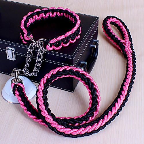 ACCENTORY Dog Nylon Adjustable Loop Slip Leash Rope Lead 1.2m Pet Products Remington Rope Slip Dog Leash 6-Feet Training Leashes (S(1.2cm), black-pink)