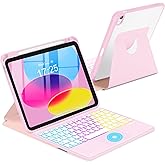 MePadKey Touchpad Keyboard Case for iPad (A16) 11th 10th Generation, 360 Rotation Cover with Pencil Holder Wireless Backlit Detachable Keypad for iPad 11 inch 2025/10 Gen 10.9" 2022 Pink
