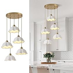 Fulesi Vintage White Ceramic Pendant Light 5-Light