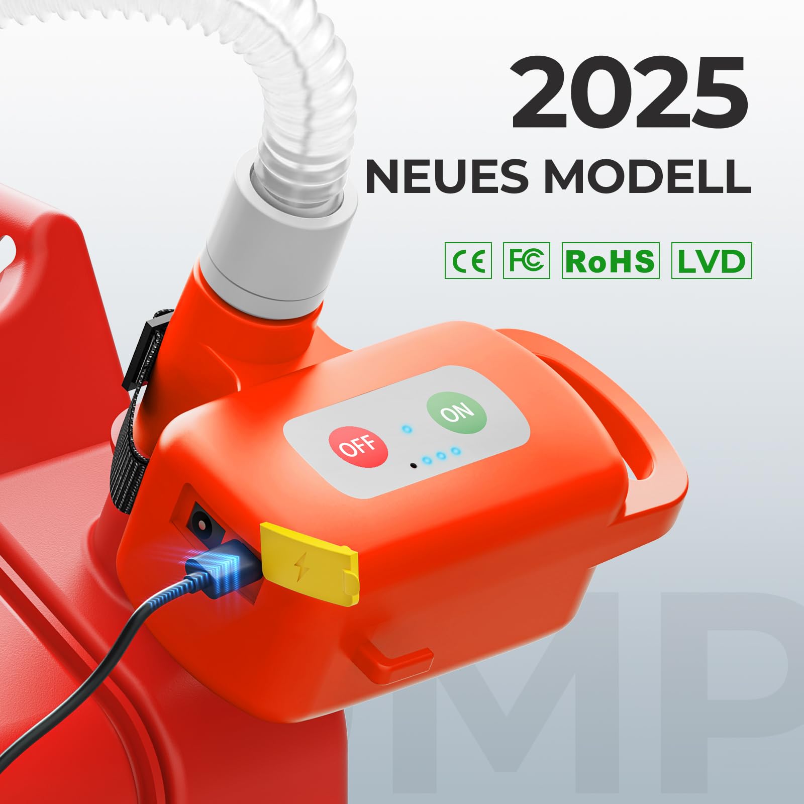 Kraftstoff Umfüllpumpe mit Auto-Stopp-Sensor, Benzinpumpe Elektrische mit Batterien, Aufladbare tragbare Dieselpumpe, Multifunktions-Flüssigkeitsförderpumpe für Benzin, Diesel und Öl, Orange 2