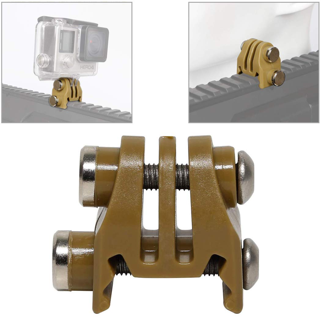 AOUTACC Tactical Helmet Accessories Camera Excavator Mounts Rail Mounts for GoPro Helmet or NVG Helmet Base Bracket (Rail Mounts Tan)