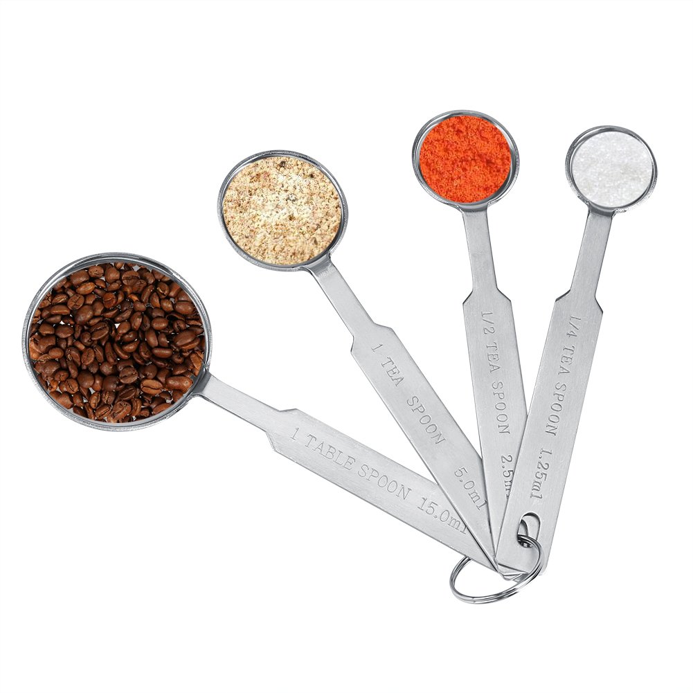 Measuring Spoons Stainless Steel Set of 4 Measuring Spoons for Measuring Dry and Liquid Ingredients Include 1.25ML 2.5ML 5ML 15ML