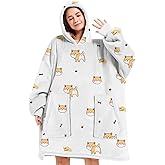 Gocvo Wearable Blanket Hoodie Gifts for Adults Mom Women Men Oversized Fluffy Hoodie Cozy Hideout Hoodie Sweatshirt Sweater Blanket with Pocket (Dogs)