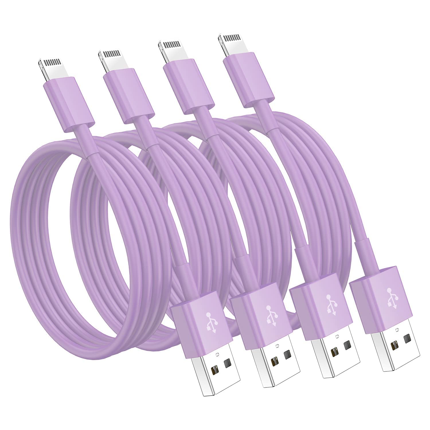 Photo 1 of 4 Pack [Apple MFi Certified] Apple Charging Cables 3ft, iPhone Chargers Lightning Cable 3 Foot, Fast iPhone Charging Cord for iPhone 14/14Pro/13/13Pro/12/11/11Pro/11Max/ X/XS/XR/XS Max/8, ipad(Purple)