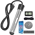 HASTER 2000W Immersion Water Heater for Inflatable Pool Bathtub,Bucket Heater with 304 SS Guard,Electric Submersible Water Heater with LCD Thermometer,Heat 5 Gallon Water in Minutes (Black)