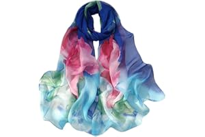 Pokeedioty Scarfs for Women Lightweight Fashion Scarves Elegant Floral Pattern Sheer Scarfs
