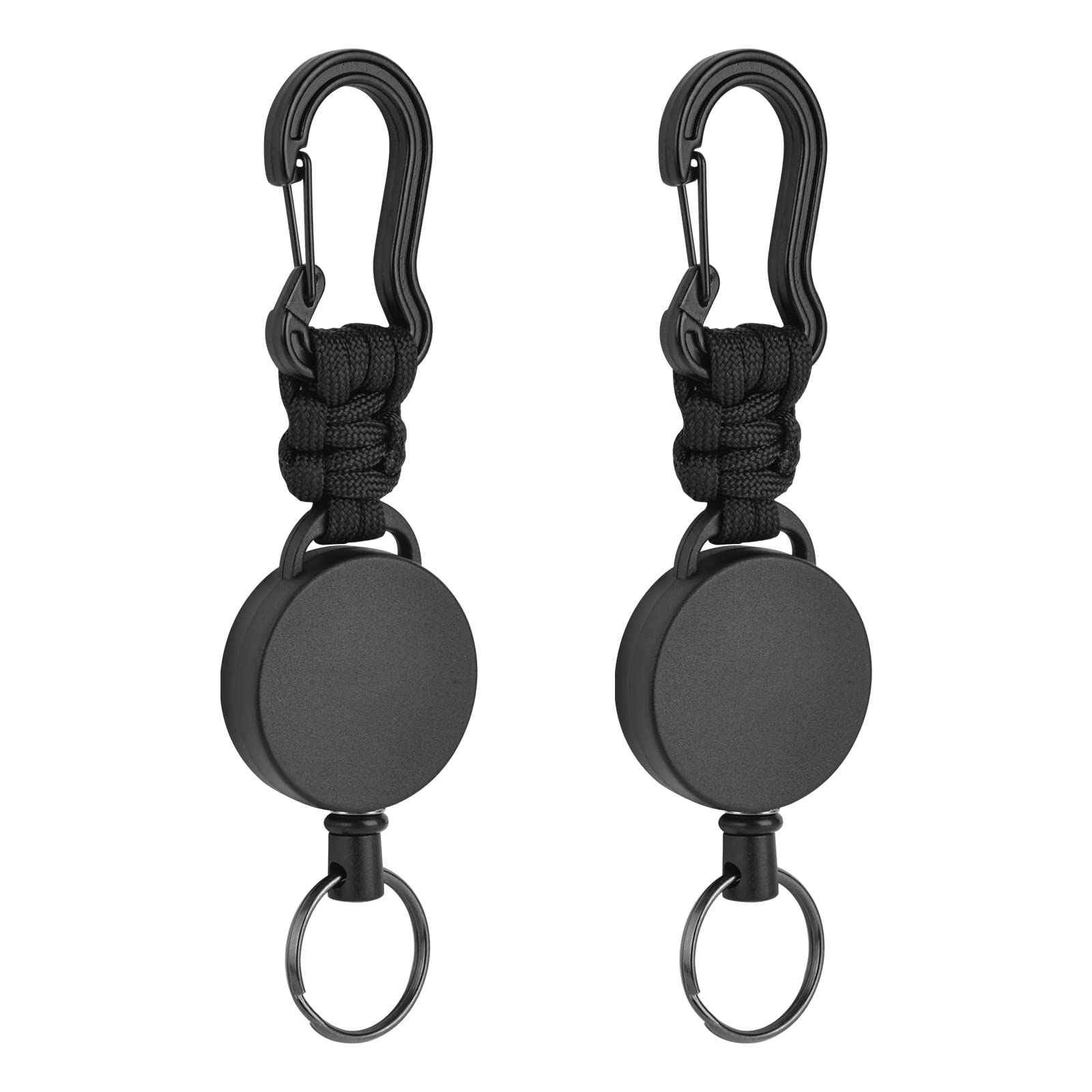 Vicloon Retractable Badge Reel, 2Pcs Extendable Key Chain, Heavy Duty Carabiner Keychain Reel Clips with Steel Retractable Cord and Paracord for ID Card Holder