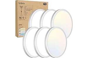 libtit Flush Mount Ceiling Light 7 Inch, 15W 1500Lm Surface Mount LED Light Fixture,3000k/4000k/6500k 3CCT, White Ultra-Thin 