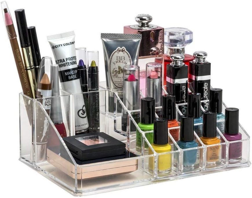 Cartshopper 16 Compartment Cosmetic Makeup Jewellery Lipstick Storage Organiser Holder Box, 22Lx13Wx8H