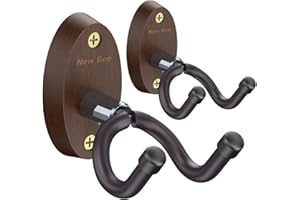New bee Guitar Wall Mount, 2 Pack Guitar Hanger Wall Hook Holder Stand Bracket with Screw Fits All Size Ukulele Bass Mandolin