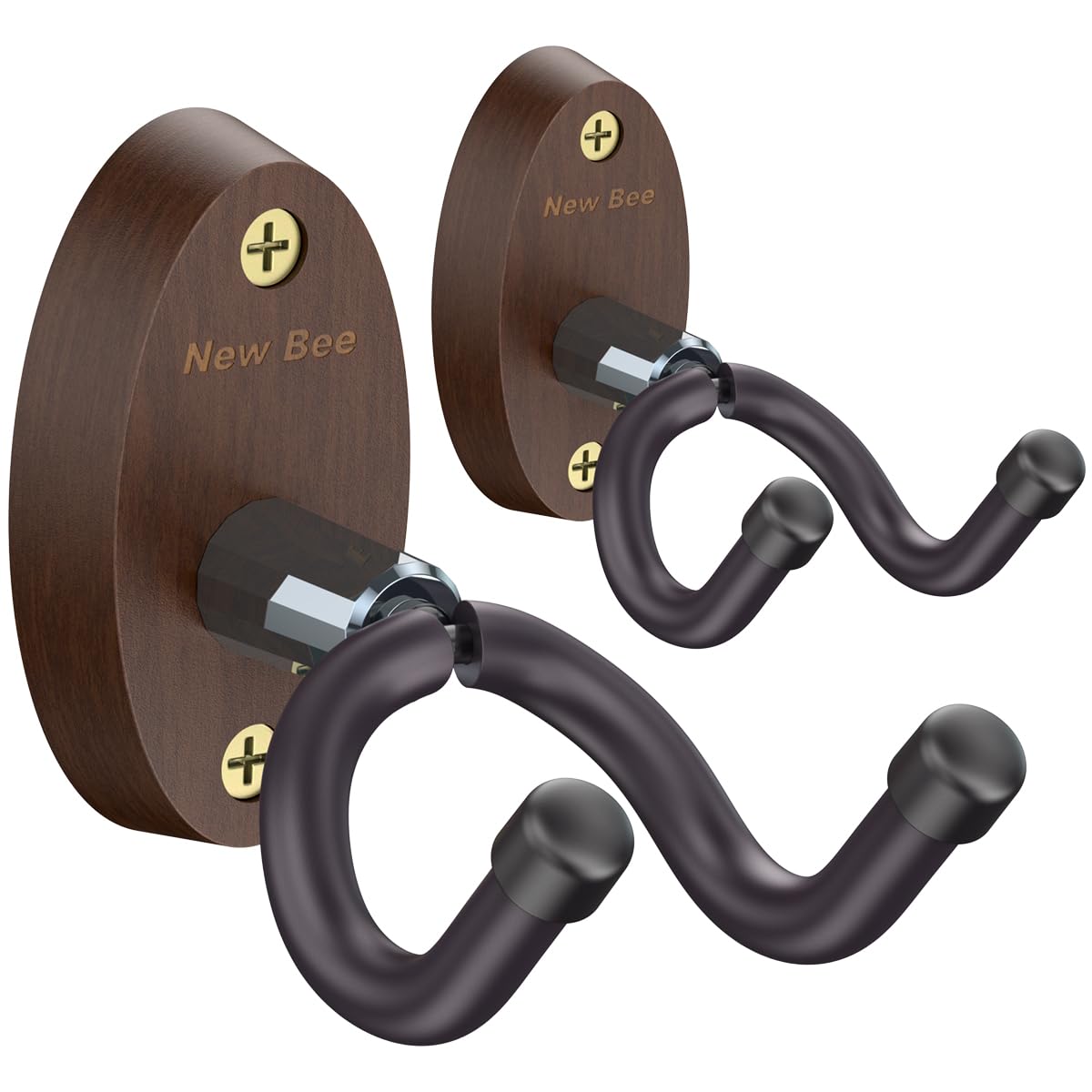 New Bee Guitar Wall Mount Hanger, Guitar Hanger Wall Hook Holder Stand Bracket with Screws, Guitar Wall Hangers Fits All Size Ukulele Guitars Bass Mandolin Banjo, V-Shaped, Easy to Install (2 Pack)