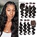 Jolia Hair 8A Grade Virgin Brazilian Body Wave 3 Bundles with 4x4 Free Part Lace Closure 100% Unprocessed Brazilian Human Hair Weave Extensions(20 22 24 + 42 closure)