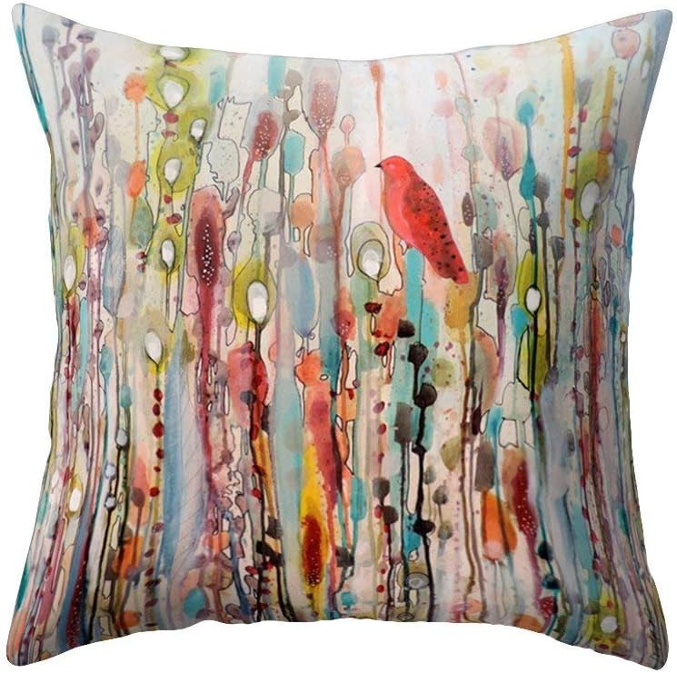 Win Bird Flower Throw Pillow Case 18x18 Inch Bed Sofa Living Room Decor Cushion Cover? - 1#