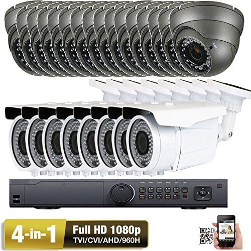 Amview 24CH HD-TVI 4-in-1 DVR 2.6MP 1080P HD-TVI CCTV 72IR Security Camera System