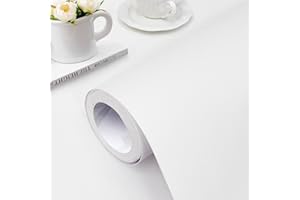 Jeweluck White Contact Paper Peel and Stick Wallpaper 15.7” x 118.1” Matte White Wallpaper Countertop Peel and Stick Waterproof Self Adhesive Removable Wall Paper for Furniture Decorative Vinyl