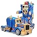 YARMOSHI Transforming Robot Truck 2 in 1 Action Figure, Autobot. This Remote Control Fighter Toy has a USB Connection for Easy Charging. Made of Safe, Sturdy Materials, (Blue-Gold)