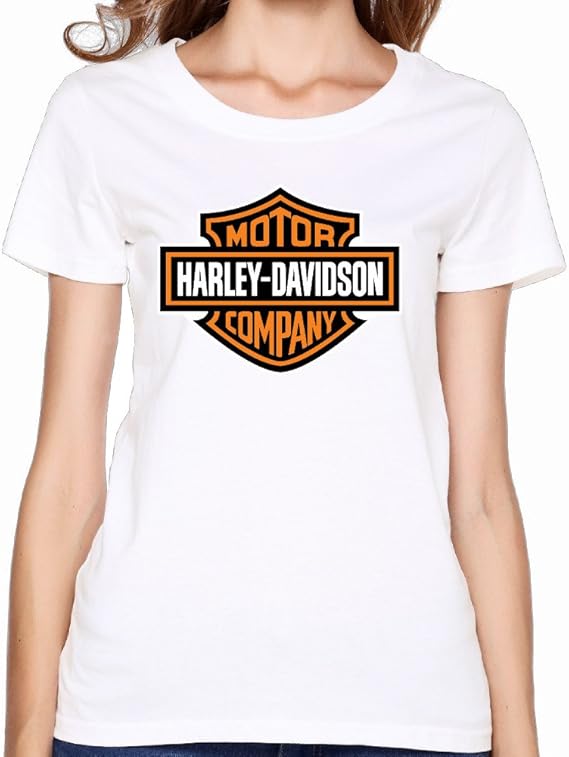 Amazon Yuri レディース ハーレーダビッドソン メーカー ロゴ デザイン 丸首シャツ ファッション 半袖シャツ 吸汗 U首シャツ White 通学 Size Xxl Tシャツ カットソー 通販