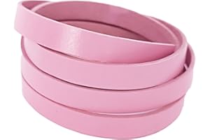 EZZO Flat Genuine Leather Cord for Bracelet Making 3/8 in. - Real Leather Strip for Jewelry, Keychain, DIY Craft Making, Watch Band, Purse Strap, 1.1 Yard (Light Rose)